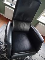Zwart leren relaxstoel, Huis en Inrichting, Fauteuils, Ophalen of Verzenden, Zo goed als nieuw, Minder dan 75 cm, 50 tot 75 cm