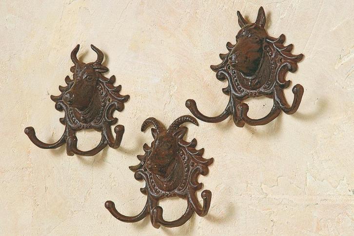 Mooie, decoratieve Wandhaak, Kapstokhaak Koe, Geit, Paard, Huis en Inrichting, Woonaccessoires | Kapstokken, Nieuw, Wandhaken