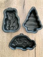 Set van 3 bakvormen auto, beer en kerstboom, Ophalen of Verzenden, Zo goed als nieuw, Taarten of Cupcakes, Versiering