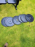 Halterbank met gewichten+ olympische stang, Sport en Fitness, Ophalen of Verzenden, Gebruikt, Borst, Fitnessbank