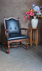 Donkerblauw leer hout fauteuil troon stoel, Ophalen