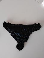 Zwart satijnen string L/xl, Kleding | Dames, Ondergoed en Lingerie, Verzenden, Zwart, String