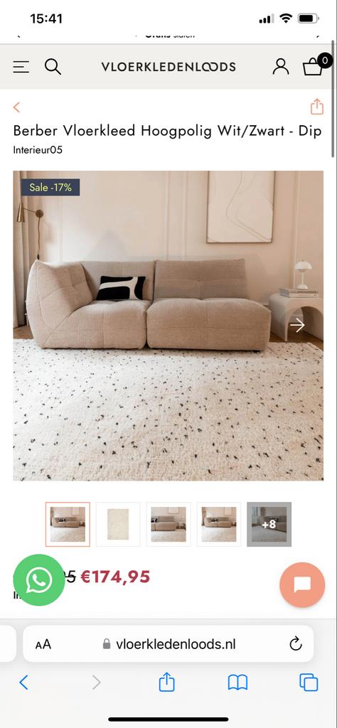 Mooi Vloerkleed - Wit/Zwart, Ophalen, Gebruikt, Wit, 200 cm of meer