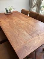 Volledig teakhouten tafel van 2 bij 1 m.  Hoogte 79 cm., Ophalen, Gebruikt, Teakhout, 200 cm of meer