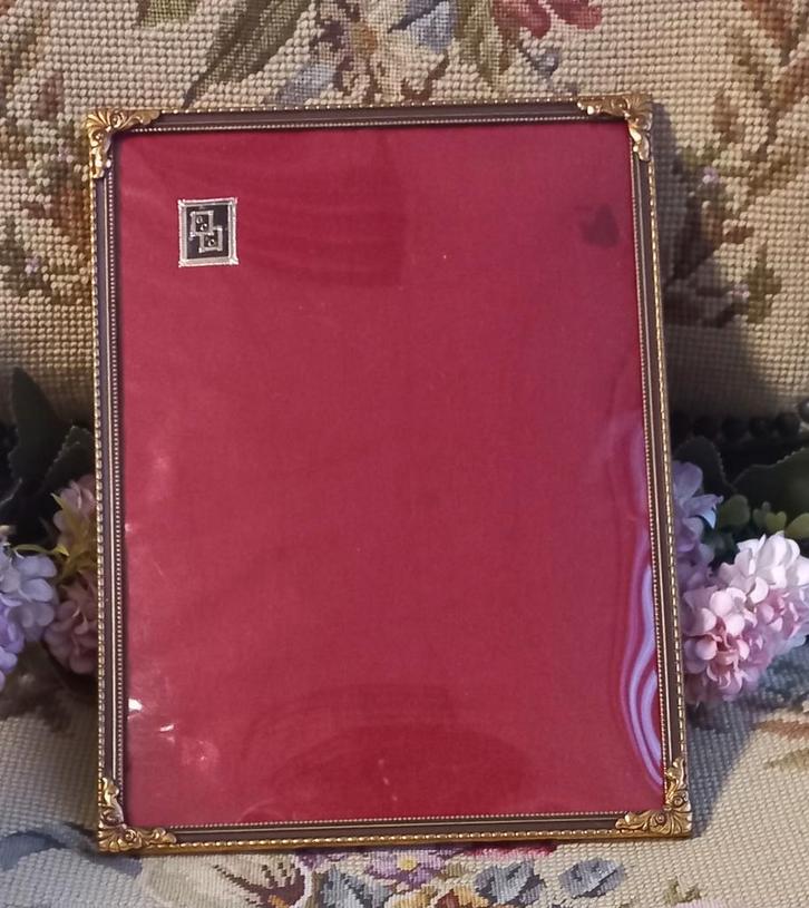 Mooie brocante fotolijst, bolglas, ornamentjes, goudkleurig, Antiek en Kunst, Curiosa en Brocante, Ophalen of Verzenden