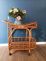 Bamboe rotan bijzettafeltje | vintage | sidetable | kastje, Huis en Inrichting, Tafels | Bijzettafels, Minder dan 55 cm, Ophalen of Verzenden