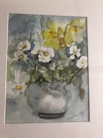 Te koop twee aquarel schilderijen beschikbaar voor biedingen