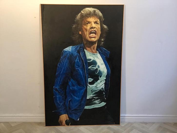 Groot schilderij van Mick Jagger  137 x 212 cm, Antiek en Kunst, Kunst | Schilderijen | Klassiek, Ophalen