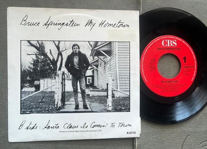 Bruce Springsteen - My hometown / Santa Claus NL 80s TOP2000, Cd's en Dvd's, Vinyl Singles, Gebruikt, Single, Pop, 7 inch, Ophalen of Verzenden