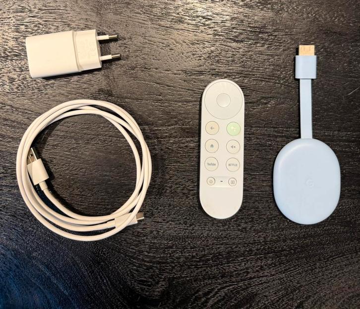 Google Chromecast 4K Google TV – Blauw (Limited Edition), Audio, Tv en Foto, Mediaspelers, Zo goed als nieuw, Zonder harde schijf