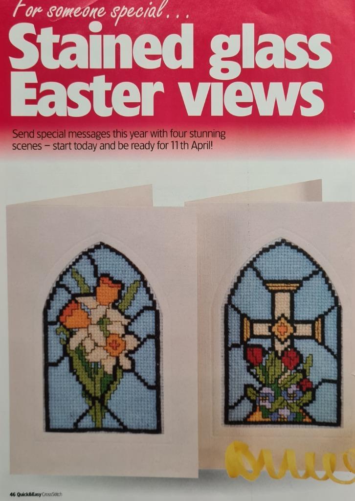 Pasen kaarten glas in lood motief 4 borduurpatronen, Hobby en Vrije tijd, Borduren en Borduurmachines, Nieuw, Patroon, Handborduren