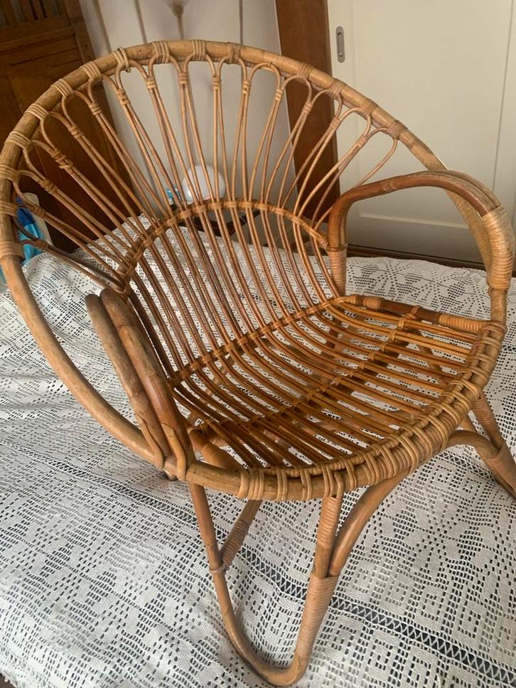 Rotan stoel- Rohe Noordwolde, Huis en Inrichting, Stoelen, Gebruikt, Eén, Riet of Rotan, Bruin, Ophalen