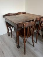 Bruin Cafe Tafel + 4 Stoelen, Huis en Inrichting, Tafels | Eettafels, Ophalen, Gebruikt, 100 tot 150 cm, Vier personen