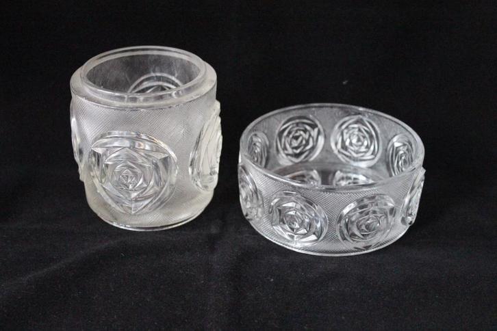 Vintage Oberglass Austria Mackintosh stijl vanity set, Antiek en Kunst, Antiek | Glas en Kristal, Ophalen of Verzenden