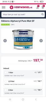 Sikkens Alphacryl Pure Mat SF 10L - Gebroken Wit, Doe-het-zelf en Verbouw, Verf, Beits en Lak, Wit, Nieuw, Ophalen of Verzenden