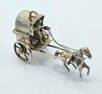 Zilveren Miniatuur paard Met sjees kar, Verzenden