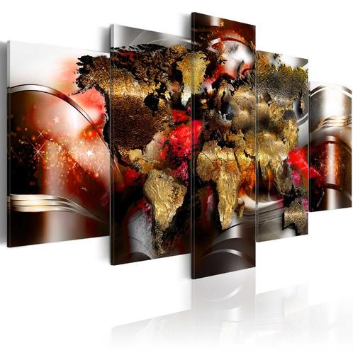 195 Wereldkaart 5 Luik Canvas Schilderij XXL 200x100 Nieuw, Huis en Inrichting, Woonaccessoires | Schilderijen, Tekeningen en Foto's