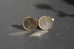 Goud vergulde manchetknopen 1 cent munten, Ophalen of Verzenden, Gebruikt, Overige materialen, Verguld