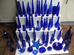 Verzameling blauw design glaswerk decoratie vaasjes flessen, Huis en Inrichting, Ophalen, Overige kleuren, Minder dan 50 cm, Glas