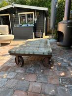 Oude antieke industriële (tuin)tafel, Ophalen, Zo goed als nieuw, Rechthoekig, Metaal