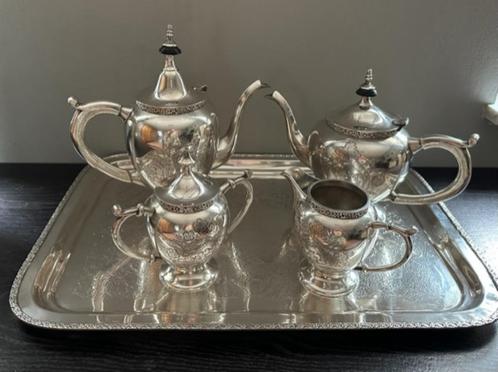 Prachtig verzilverd  Thee - Koffie servies verzilverd 5 dlg, Antiek en Kunst, Curiosa en Brocante, Ophalen of Verzenden