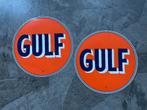 2 fraaie GULF benzinepomp stickers sticker. Benzine olie., Ophalen of Verzenden, Gebruikt, Gebruiksvoorwerp