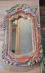 Superleuke oude houten spiegel mooie kleuren, Ophalen of Verzenden