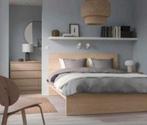 Compleet Ikea Malm bed,lattenbodems, goede matras 140x200., Ophalen, Wit, Tweepersoons, 140 cm