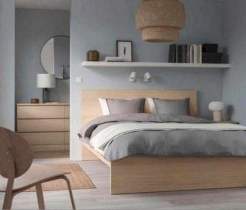 Compleet Ikea Malm bed,lattenbodems, goede matras 140x200., Huis en Inrichting, Slaapkamer | Bedden, Zo goed als nieuw, Tweepersoons