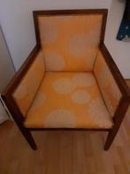 vrolijk antiek fauteuil met oranje gebloemde bekleding., Huis en Inrichting, Ophalen, Gebruikt, Minder dan 75 cm, 50 tot 75 cm