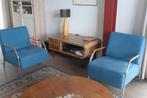 Leuke frisse blauwe stoeltjes van Woood, Huis en Inrichting, Fauteuils, Ophalen, 75 tot 100 cm, Zo goed als nieuw, Metaal