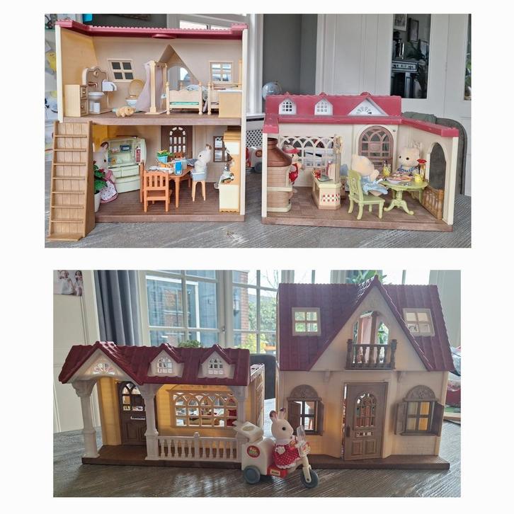 Sylvanian Families pizzeria en bovenhuis volledig ingericht, Kinderen en Baby's, Speelgoed | Poppenhuizen, Gebruikt, Poppenhuis