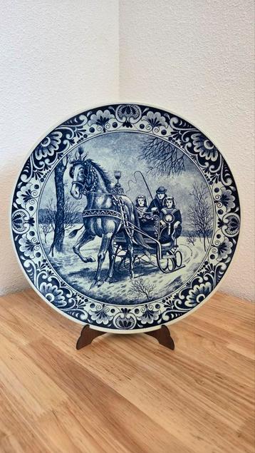 Delfts Blauw Bord - Paardenslee Winter Voorstelling beschikbaar voor biedingen