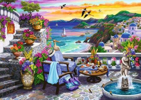 Ravensburger - Santorini Sunset - 300XL stukjes, Hobby en Vrije tijd, Denksport en Puzzels, Nieuw, Legpuzzel, Minder dan 500 stukjes