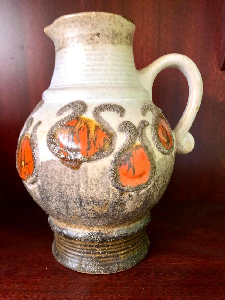Strehla GDR vintage vaas retro fat-lava Germany oranje, Antiek en Kunst, Antiek | Vazen, Ophalen of Verzenden