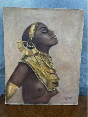 vintage naakt schilderij ```Afrikaanse Schone`` 80er beschikbaar voor biedingen
