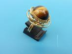 Gouden damesring met tijgeroog                           G41, Sieraden, Tassen en Uiterlijk, Ringen, Gebruikt, Overige kleuren