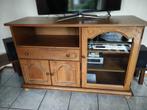 TV kast in eiken kleur met lade en vitrinedeur, Ophalen, Gebruikt, Minder dan 100 cm, 25 tot 50 cm