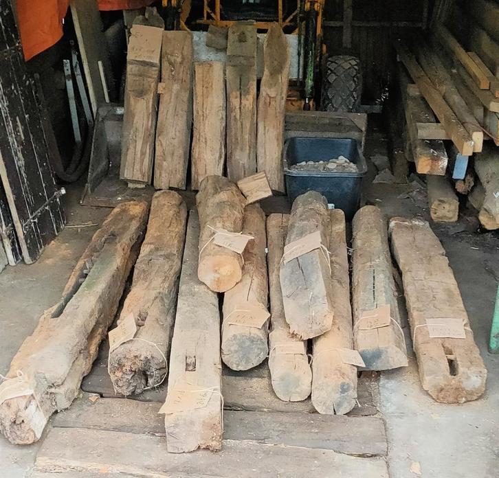 Gebinten, spanten, eventueel als brandhout, kurkdroog, Doe-het-zelf en Verbouw, Hout en Planken, Gebruikt, Balk, Overige houtsoorten