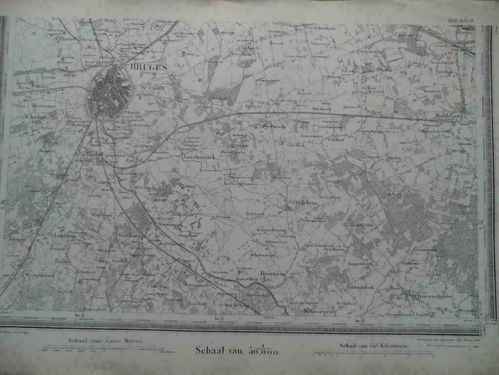 086 / Brugge / Moerkerke / Oostkamp / Beerum / Litho 1875, Antiek en Kunst, Kunst | Litho's en Zeefdrukken, Ophalen of Verzenden