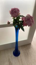 Glazen blauwe hoge vaas zonder inhoud, Ophalen, 50 tot 75 cm, Blauw, Glas