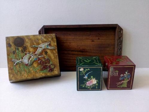 Theedoosjes, blik /Dienblaadje. Aziatisch. Pr.p/st.vanaf, Antiek en Kunst, Curiosa en Brocante, Ophalen of Verzenden