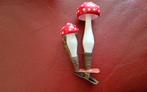 Antiek kerstbal paddenstoel op knijper dubbele paddenstoelen, Ophalen of Verzenden, Zo goed als nieuw