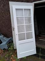 Bruynzeel binnendeur met glas jaren 30, Doe-het-zelf en Verbouw, Deuren en Horren, Ophalen, Gebruikt, 80 tot 100 cm, Binnendeur