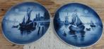 SALE 2 Blauwe Franse wandborden met zeilbootjes, St.Amand, Ophalen of Verzenden