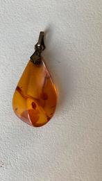 Antieke BARNSTENEN HANGER, met zilveren ophangoog 835, Ophalen of Verzenden, Zilver, Hanger