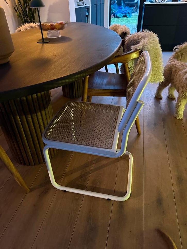 2x Marcel Breuer-stijl Webbing Stoelen, Huis en Inrichting, Stoelen, Gebruikt, Twee, Hout, Wit, Ophalen of Verzenden