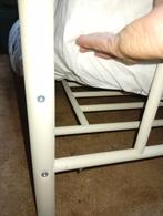 Stalen bed 100x200 gebroken wit, Ophalen, 90 cm, Eenpersoons, Wit