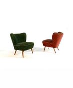 Set van 2 vintage cocktailfauteuils jaren ‘60, Hout, Vintage retro buisframe design rotan webbing papercord deens, Minder dan 75 cm