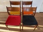 Set van 4 (a 6) teakhouten vintage eetkamer stoelen, Ophalen, Hout, Gebruikt, Vier